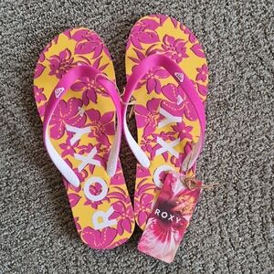 Roxy Kids Floral Pink and Yellow Sandals